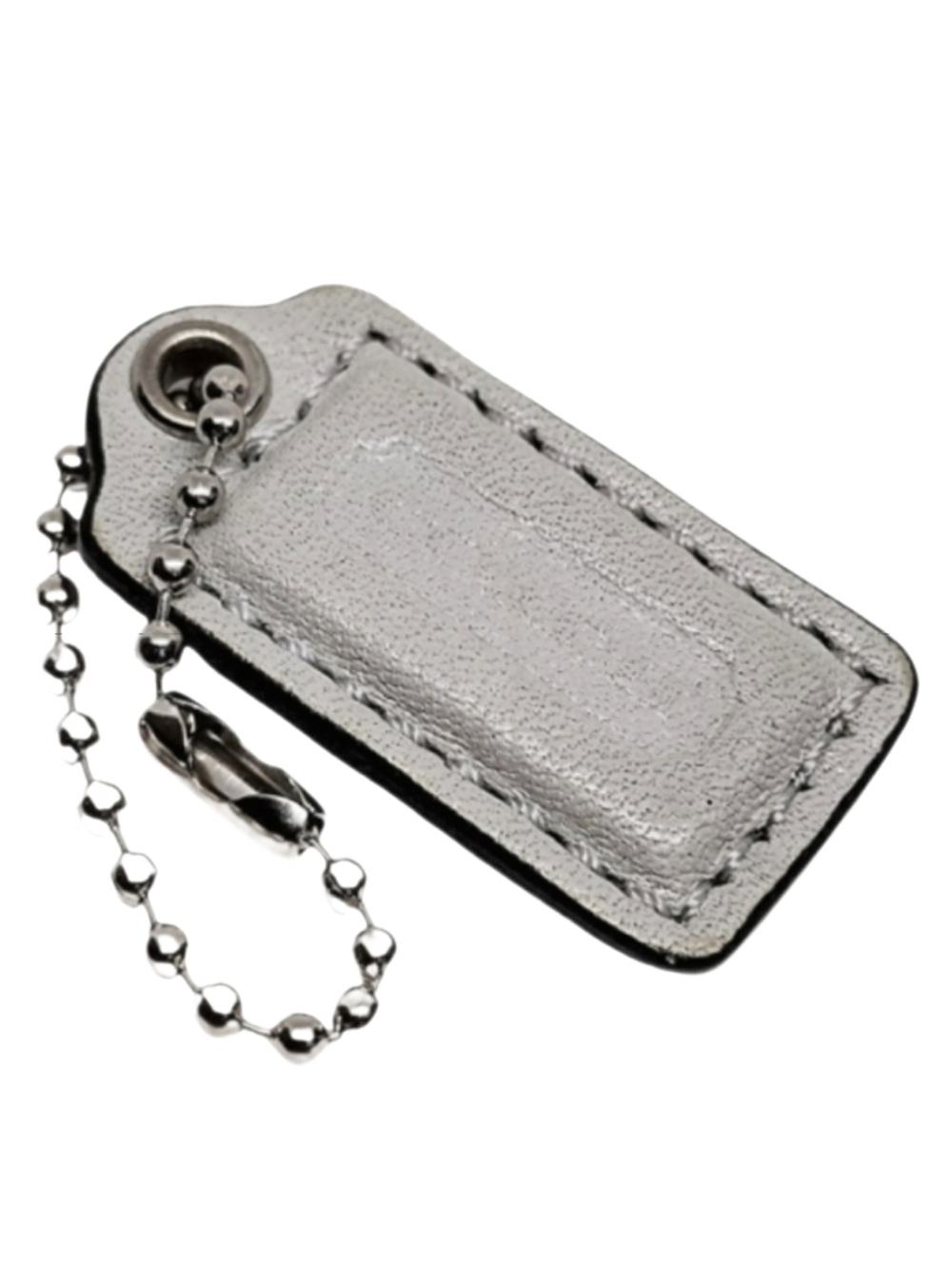 🤍 1.5" Y2K Coach Light Gray Matte Leather Hangtag Fob Mini Purse Charm Keychain